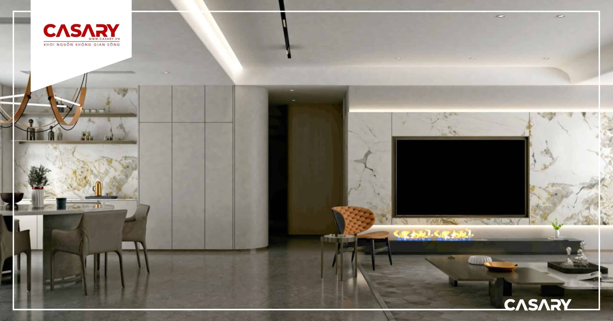 Mẫu thiết kế phòng khách dành cho các không gian mở kết hợp