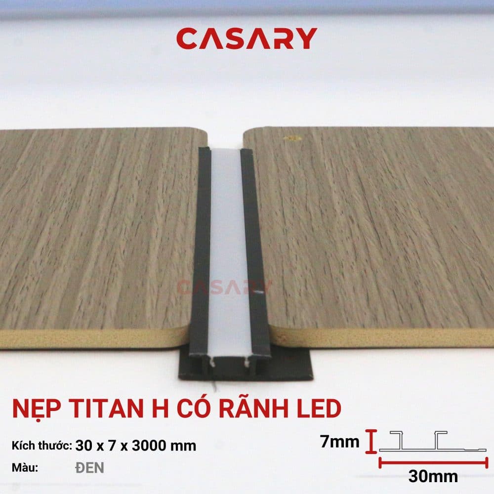 Nẹp H Titan Có Rãnh LED Casary - Đen 3 moi noi nep Titan H co ranh led den va tam op da nang casary