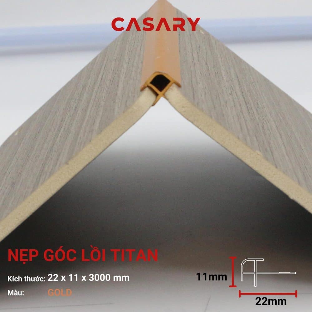 Nẹp Góc Lồi Titan Casary - Vàng 3 moi noi nep goc loi titan vang tam va op da nang casary