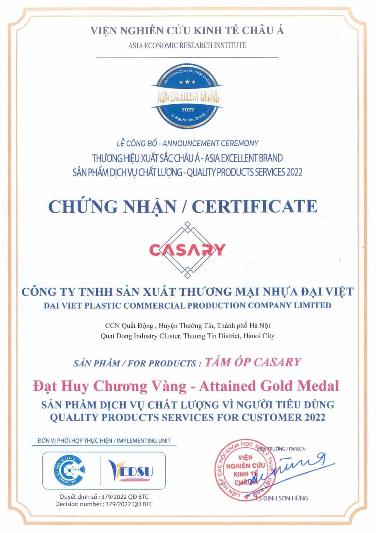 Hạt vi nhựa không tồn tại trong sản phẩm Casary 8 Giay chung nhan top10 Casary1