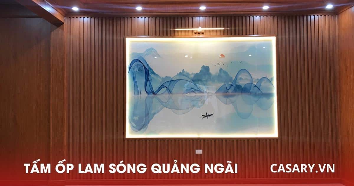 Ốp vách tường lam sóng trang trí tại phòng khách