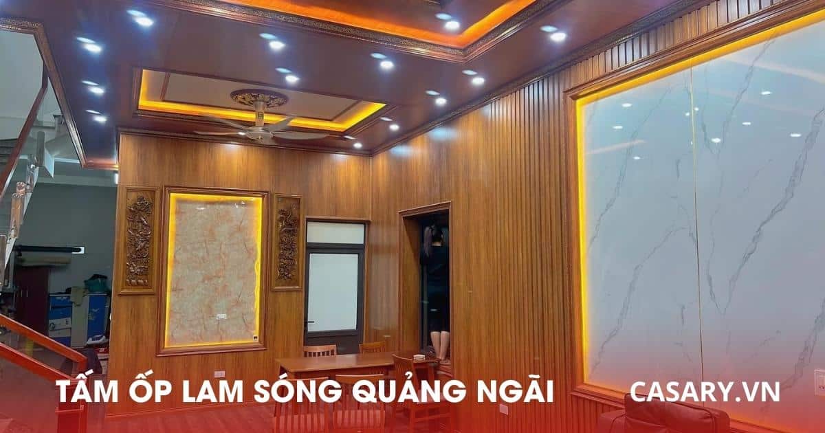 Công trình ốp tường tấm ốp lam sóng vân gỗ