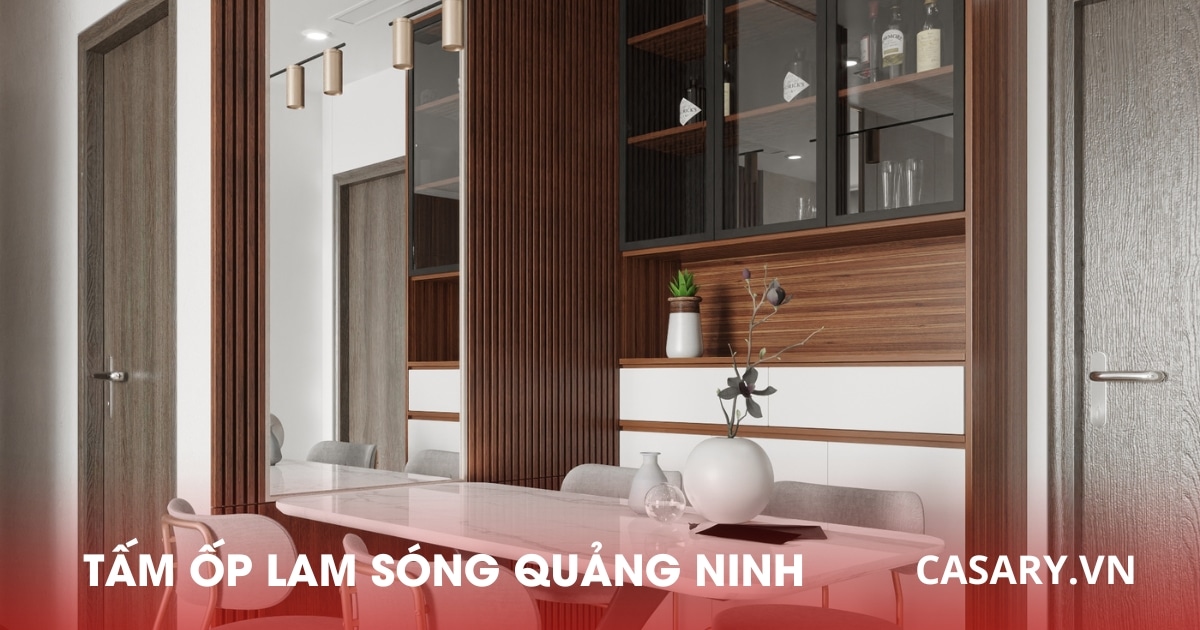 Ốp tường trang trí phòng bếp bằng lam sóng 