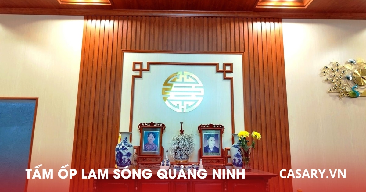 Thi công ốp vách bàn thờ từ tấm lam sóng Quảng Ninh