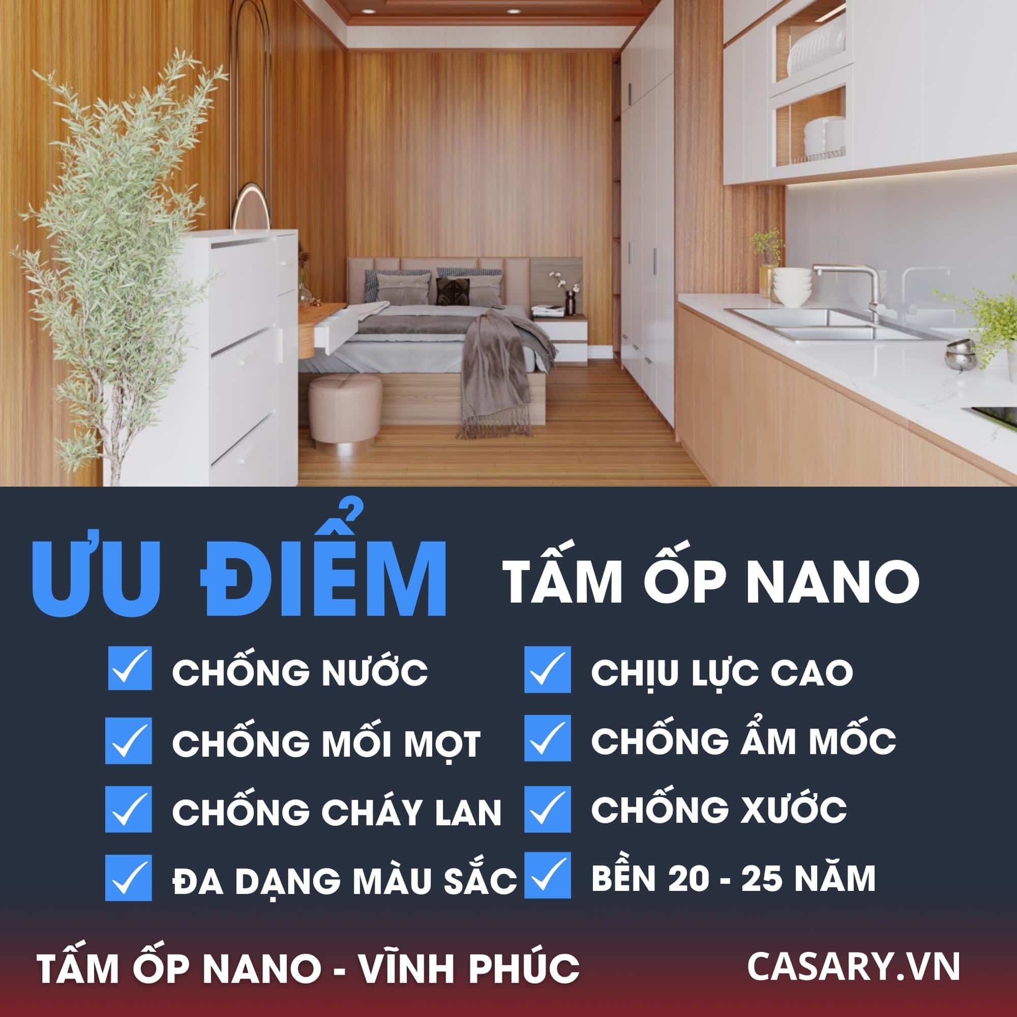 Tấm ốp Nano Vĩnh Phúc ốp tường, trần siêu bền, đẹp, ưu đãi lớn 12 Ưu điểm tấm ốp Nano Vĩnh Phúc