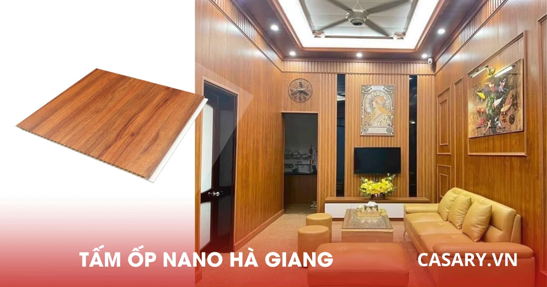 Tấm ốp Nano Hà Giang từ nhựa nghuyên sinh chống ẩm mốc 5 Tấm ốp Nano Hà Giang vân gỗ