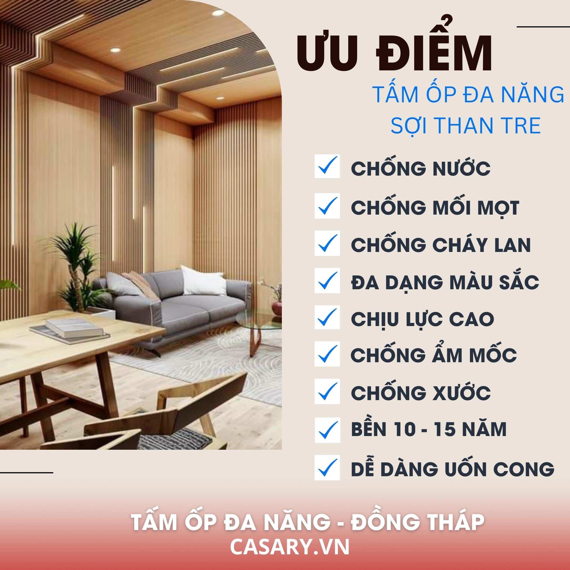 Trang trí không gian sống với tấm ốp đa năng Đồng Tháp cách nhiệt, chống ẩm mốc 14 Ưu điểm tấm ốp Đa Năng Đồng Tháp