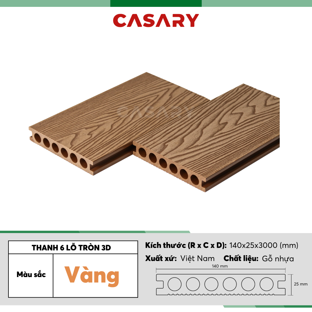 Ghep noi tam san 6 lo tron mau vang 3D E140x25B