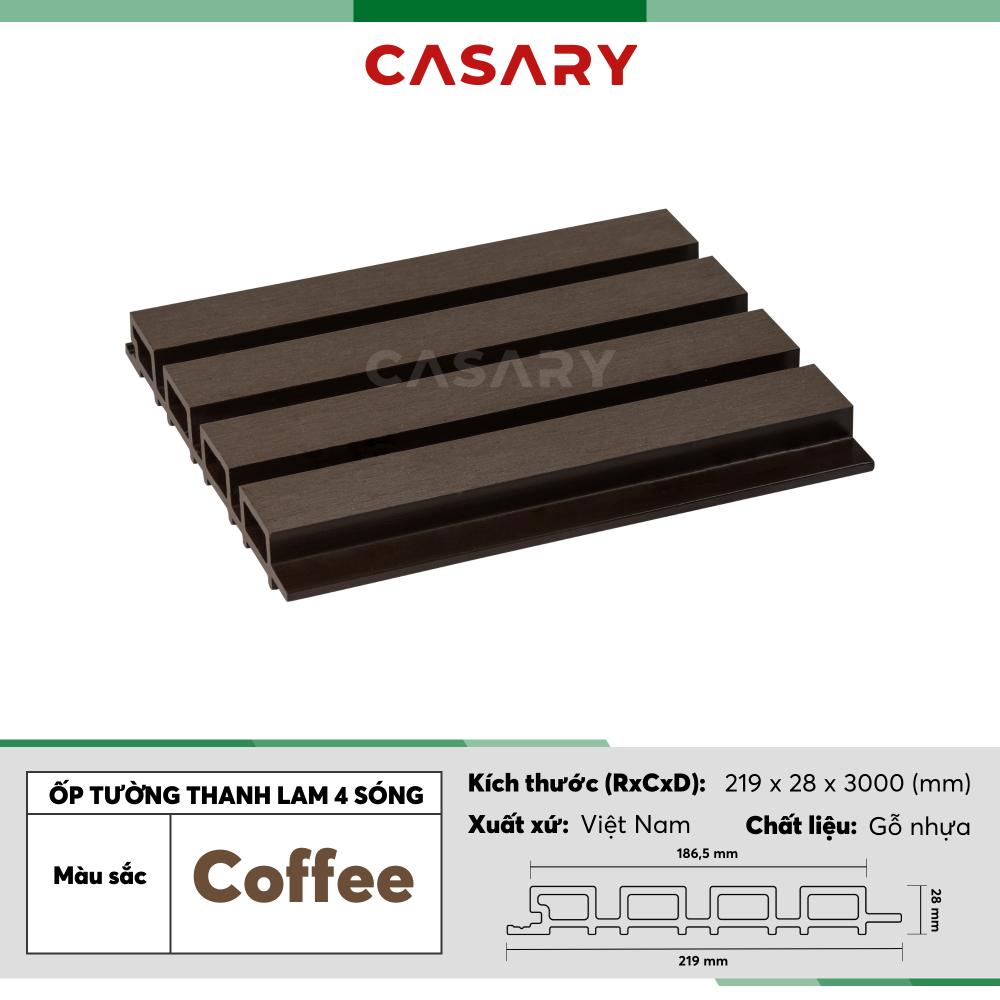 Ốp Tường Ngoài Trời Thanh Lam 4 Sóng Casary - E219x28A