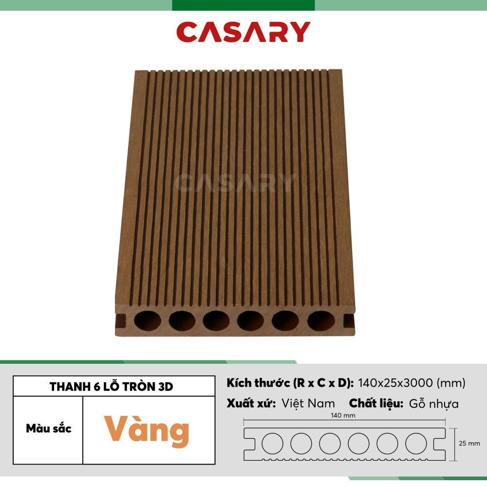 Mat duoi san 6 lo tron mau vang 3D E140x25B