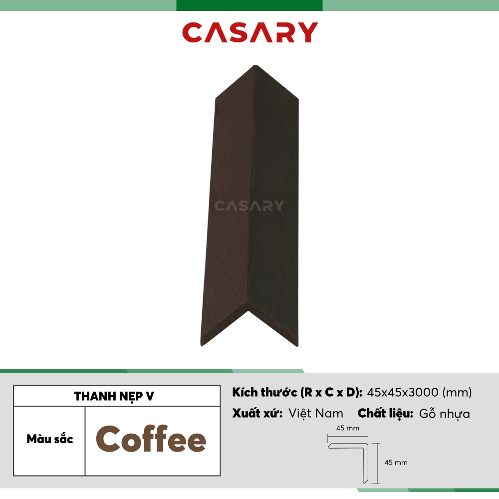 Thanh nep V mau Coffee E45x45