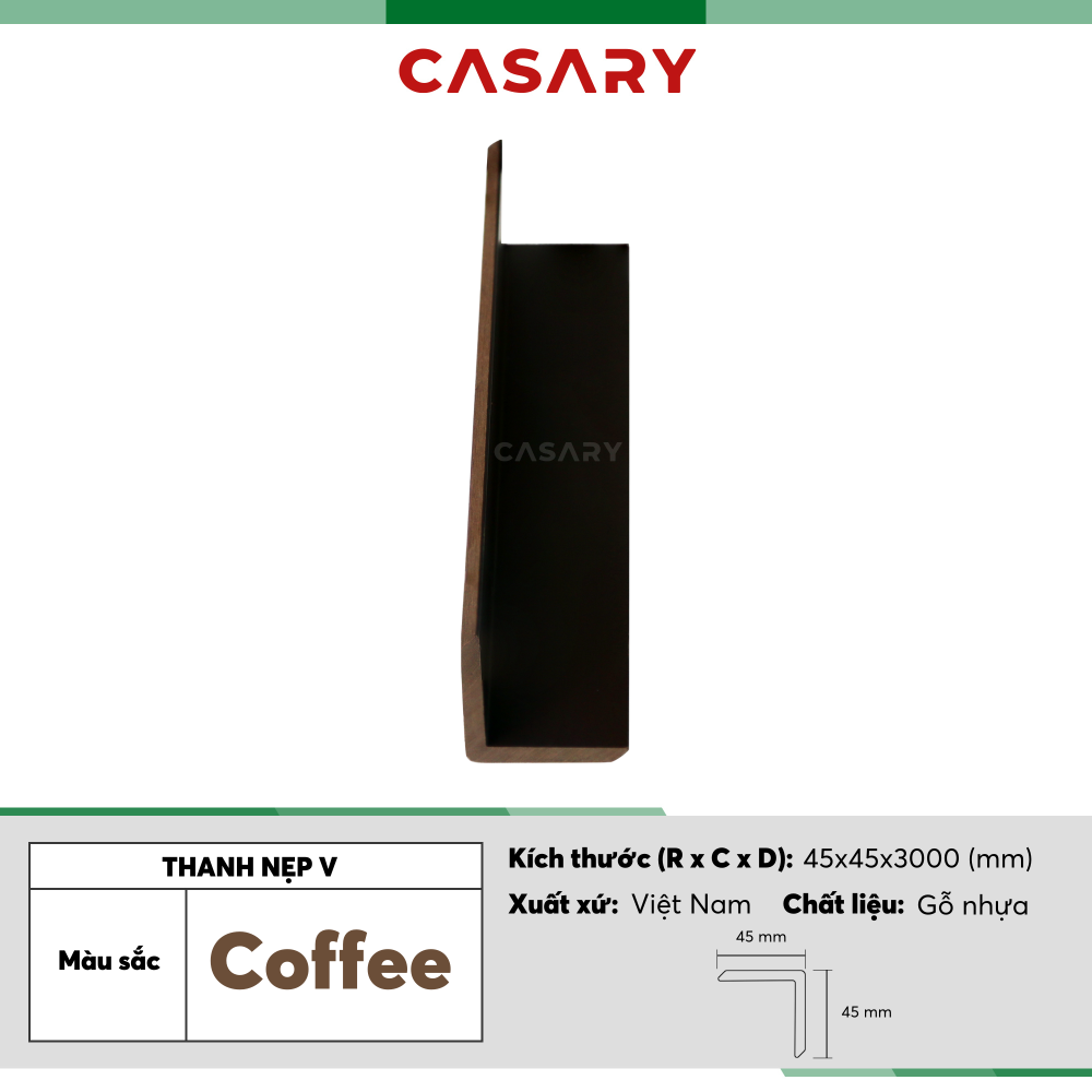 Thanh nep V mau Coffee E45x45 2