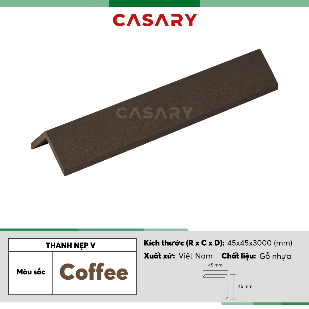 Thanh Nẹp V Ngoài Trời Casary - E45x45A