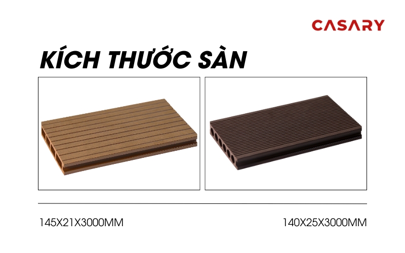 Những Câu Hỏi Thường Gặp Của Sản Phẩm Gỗ Nhựa Ngoài Trời Casary (3) 1 Kích thước sàn gỗ nhựa Casary