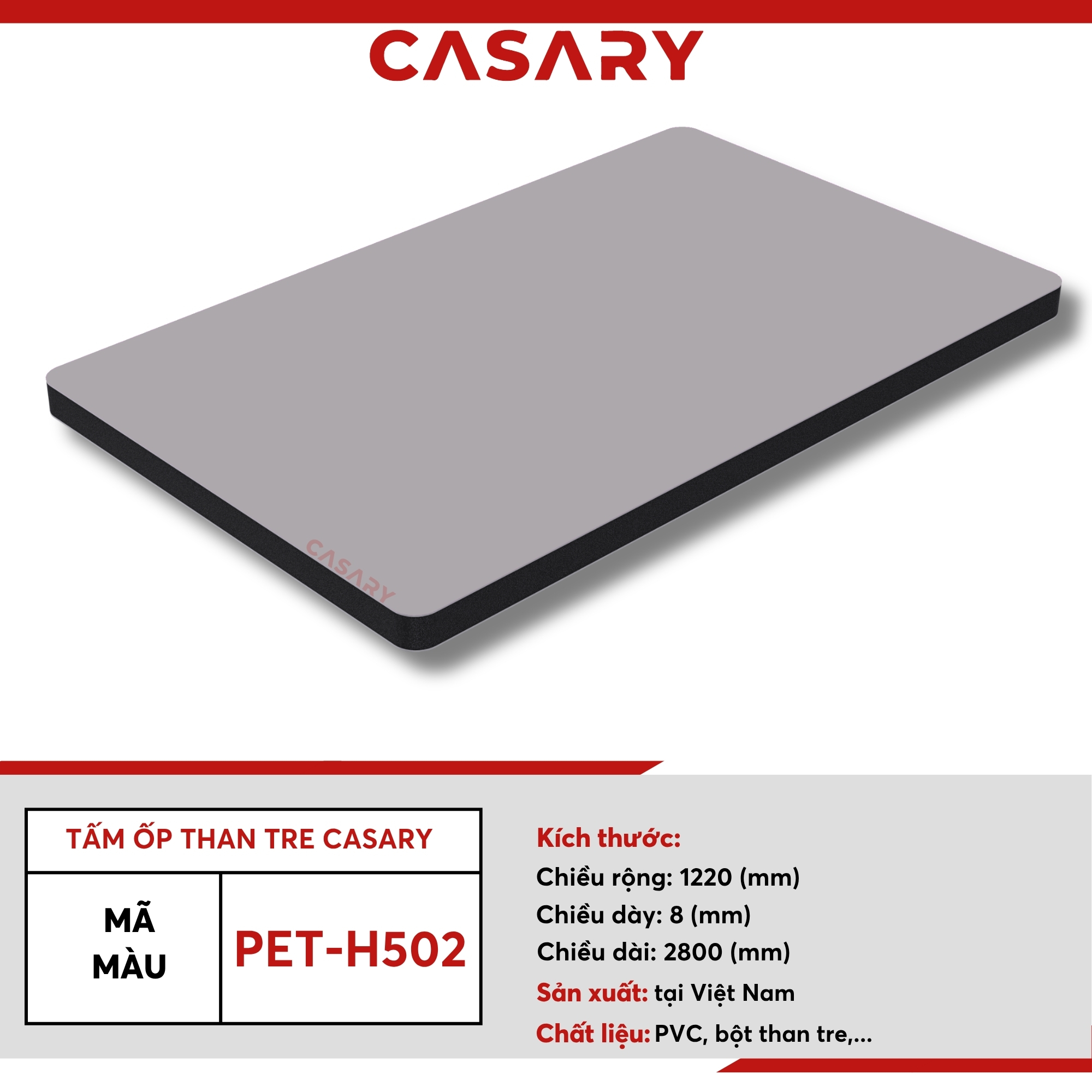 PET-H502 Tấm ốp than tre Casary màu PET-H502