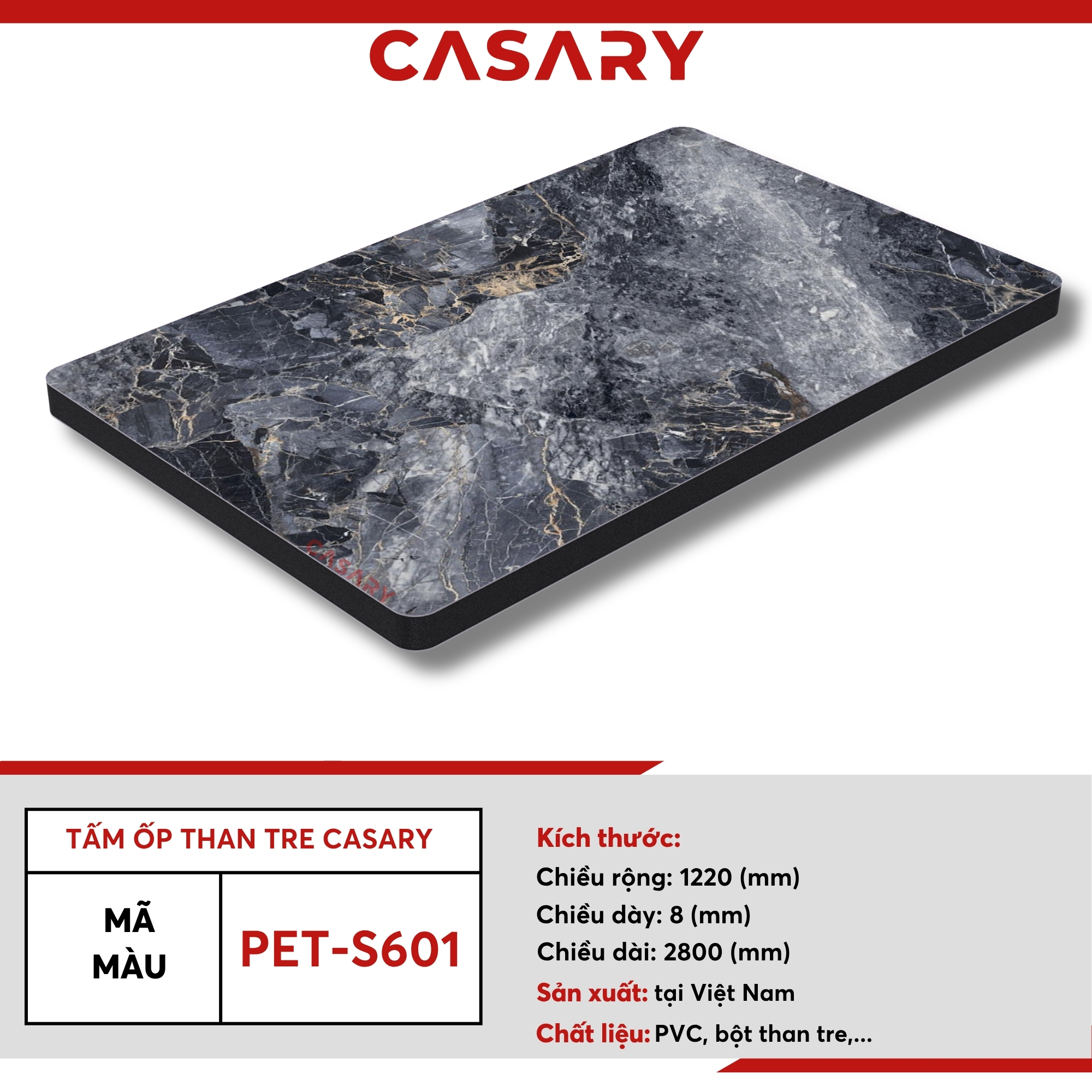 PET-S601 Tấm ốp than tre Casary màu PET-S601
