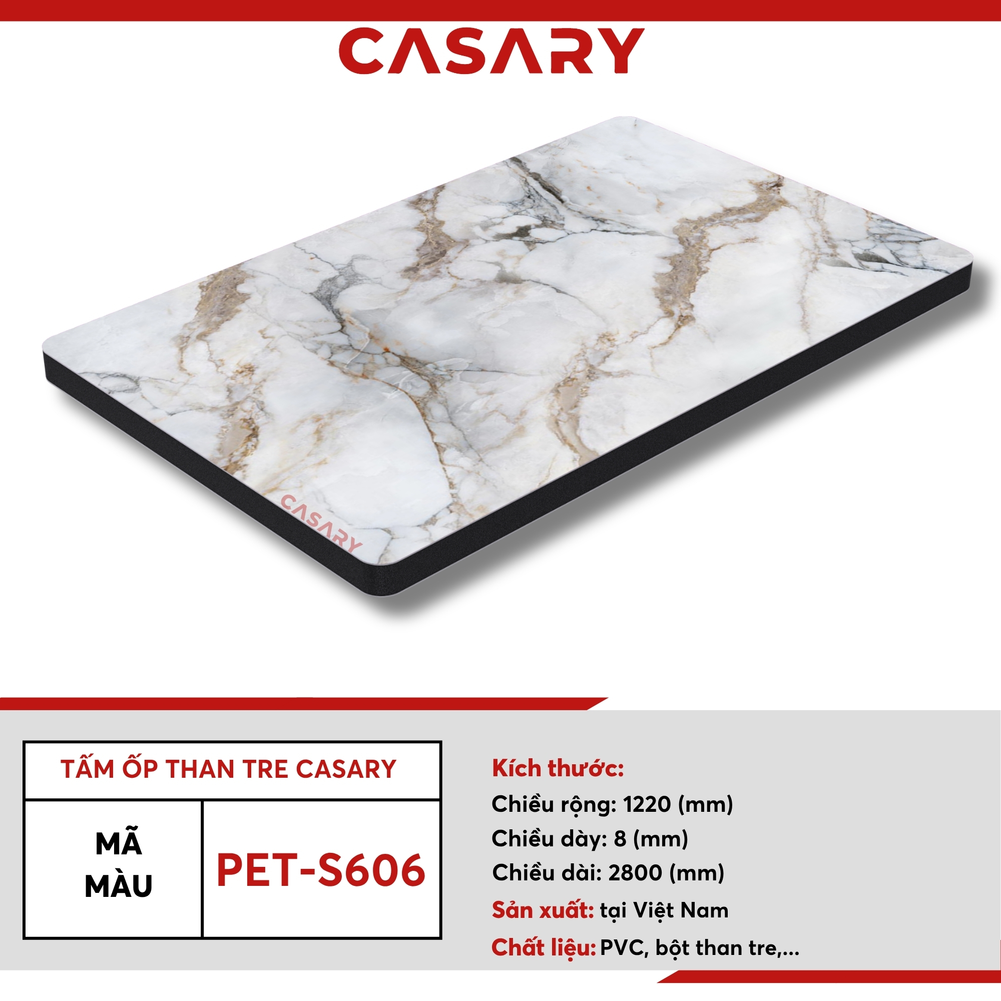PET-S606 Tấm ốp than tre Casary màu PET-S606