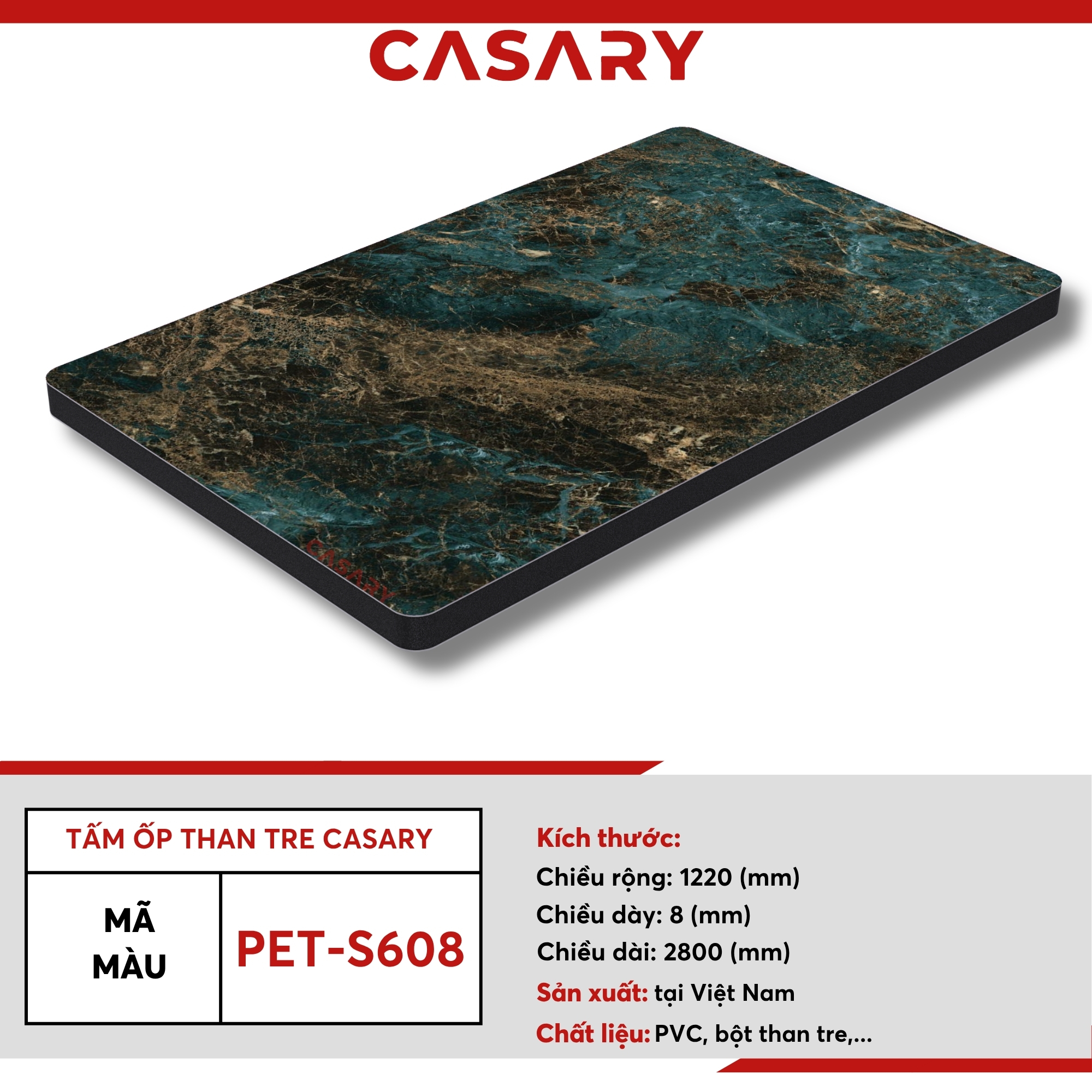 PET-S608 Tấm ốp than tre Casary màu PET-S608