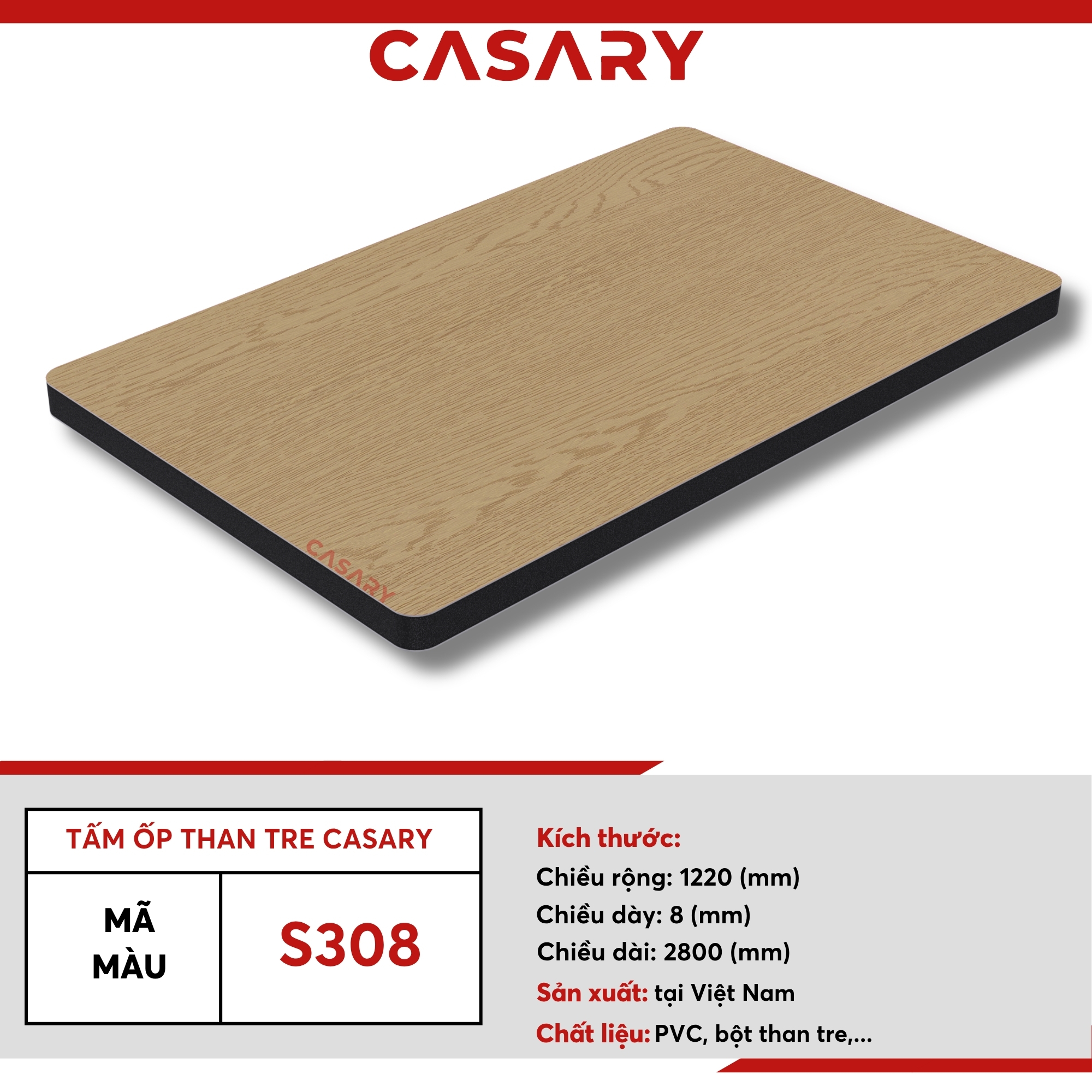 S308 Tấm ốp than tre Casary màu S308