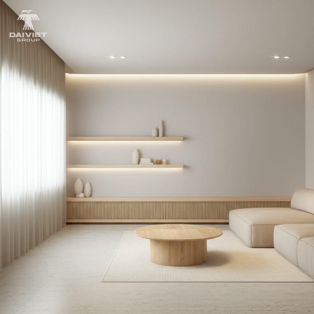 Tấm nội thất than tre Casary màu B253 19 Công trình thực tế Kệ TV Casary