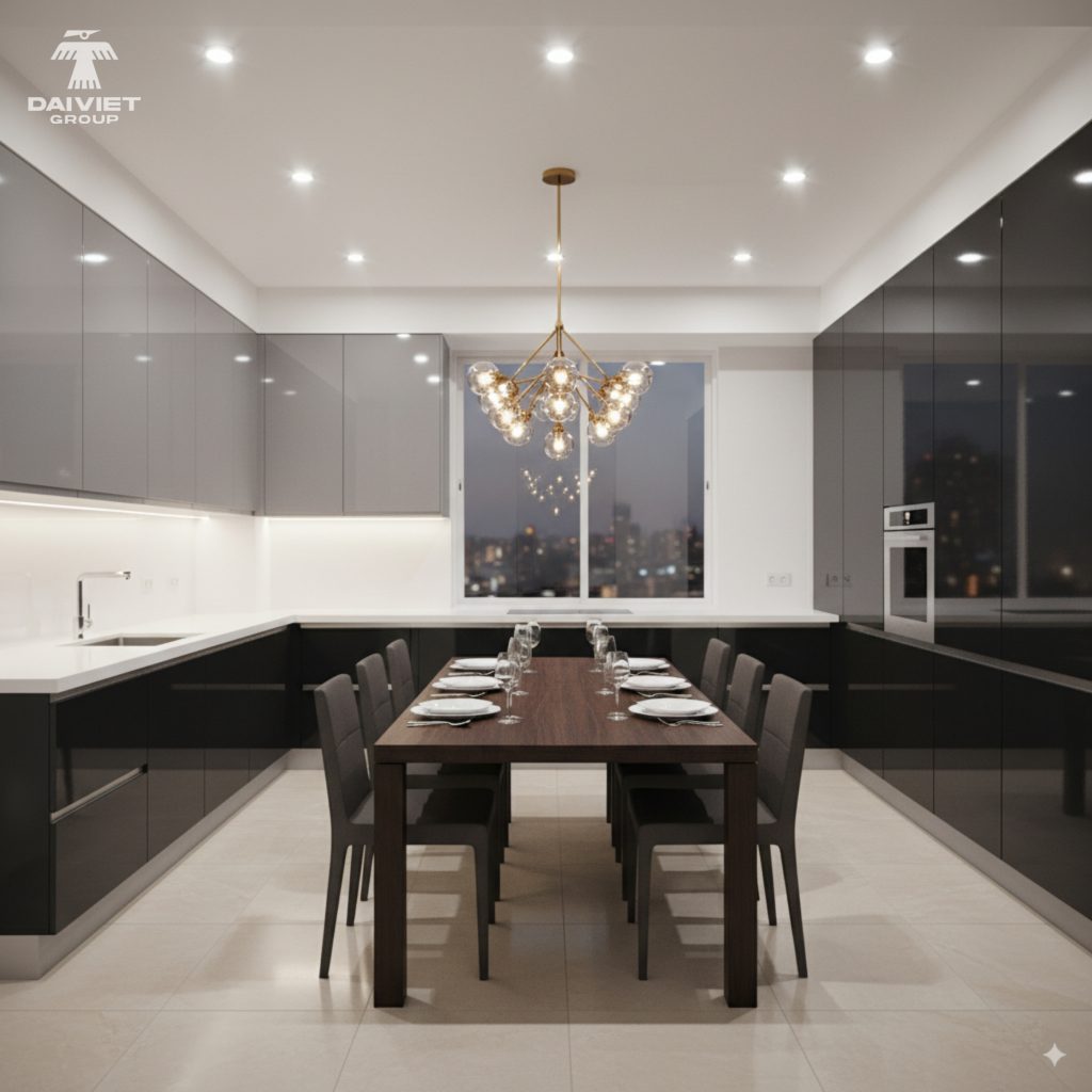 Tủ bếp tấm nội thất than tre Casary