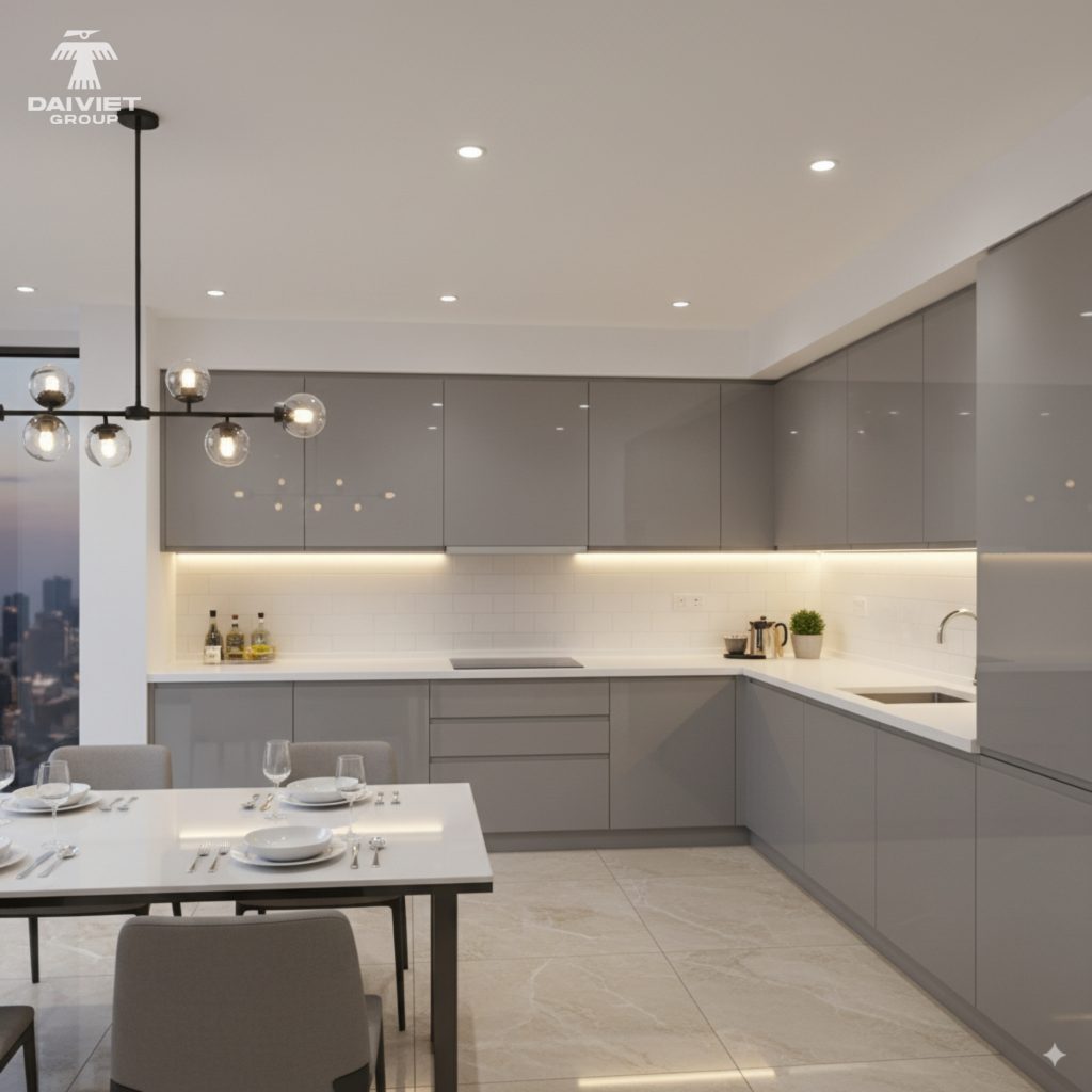 Tủ bếp tấm nội thất than tre Casary