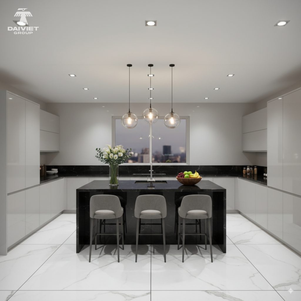 Tấm nội thất than tre Casary màu B256 21 Công trình tủ bếp Casary