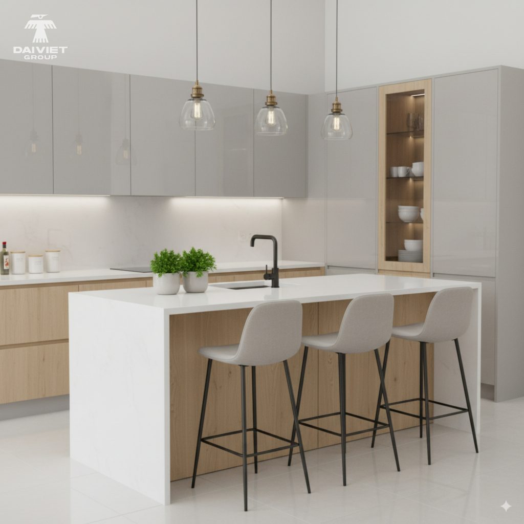 Công trình tủ bếp tấm ốp Casary