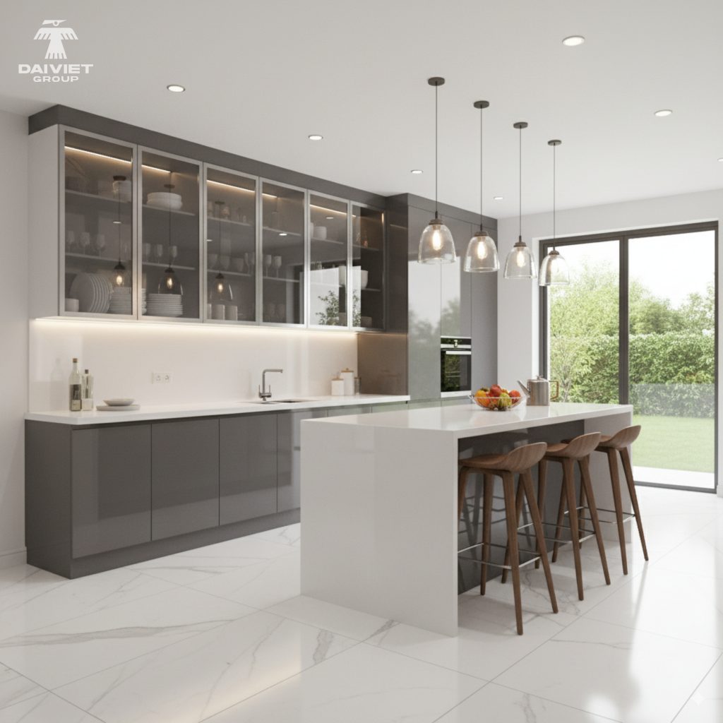 Tấm nội thất than tre Casary màu B256 20 Công trình tủ bếp Casary