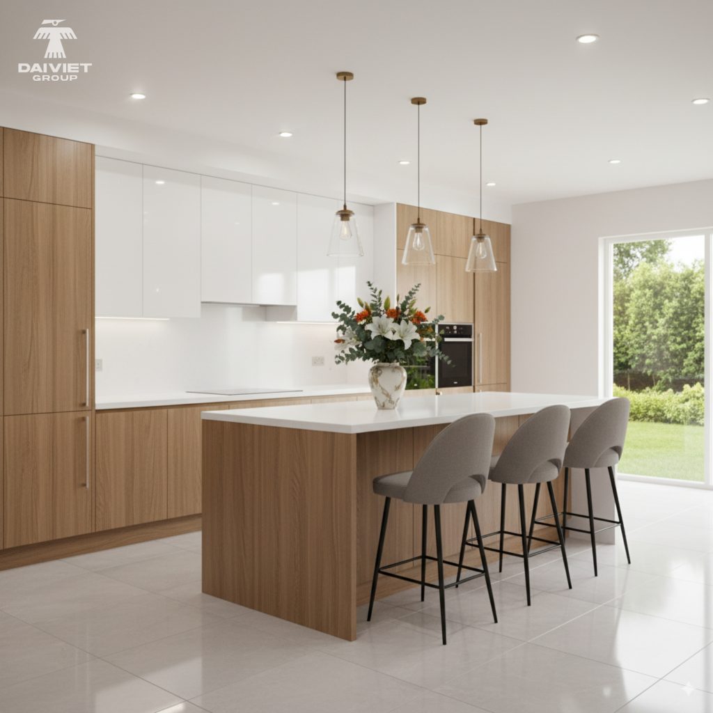 Tấm nội thất than tre Casary màu B254 19 Công trình tủ bếp Casary