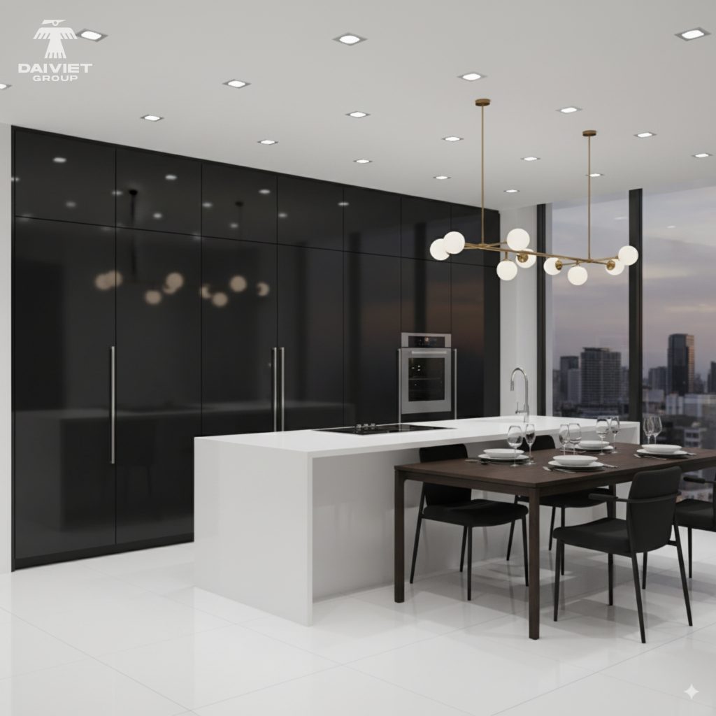 Công trình tủ bếp tấm ốp Casary