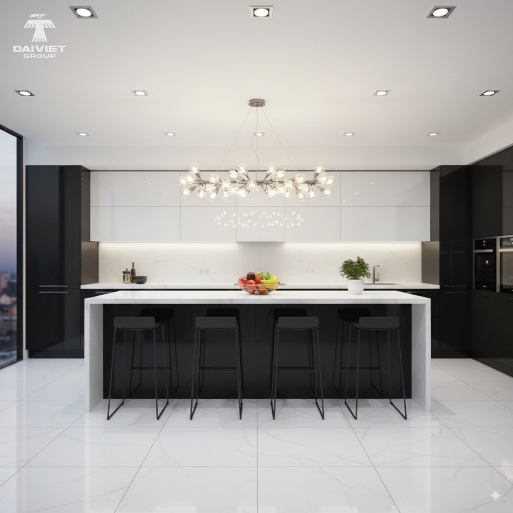 Công trình tủ bếp tấm ốp Casary