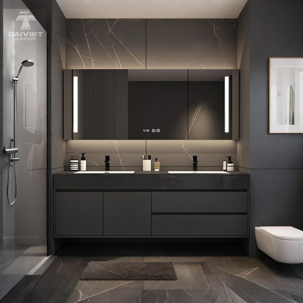 Tấm nội thất than tre Casary màu S306 20 Công trình thực tế tủ lavabo Casary