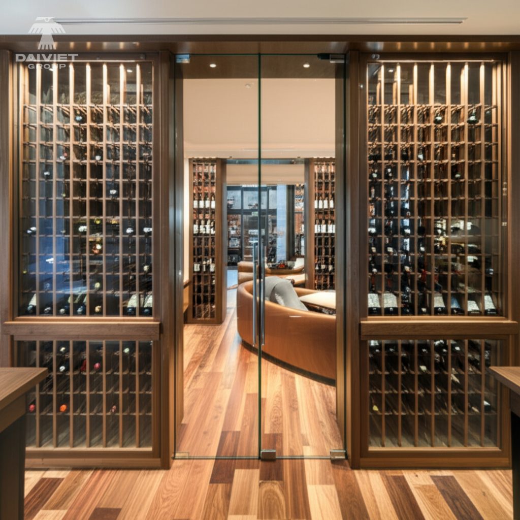 Tấm nội thất than tre Casary màu S308 20 Công trình thực tế tủ rượu Casary