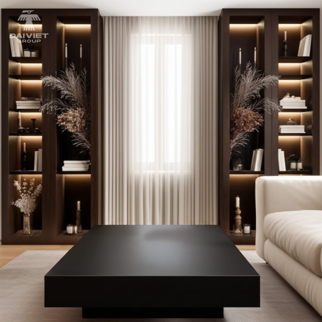 Tấm nội thất than tre Casary màu B253 20 Công trình thực tế Kệ đồ Casary