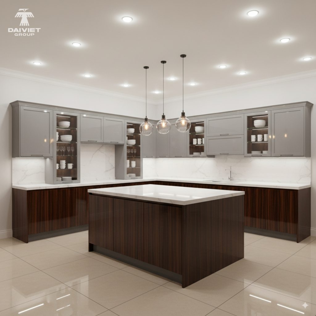 Tấm nội thất than tre Casary màu B256 19 Công trình tủ bếp Casary