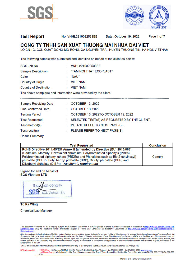 Trang chủ 80 Chứng nhận SGS