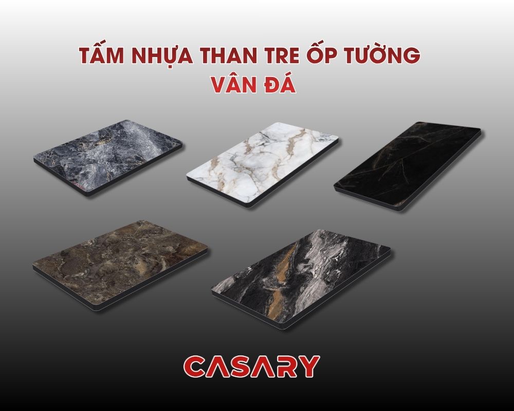 Tấm nhựa than tre ốp tường vân đá