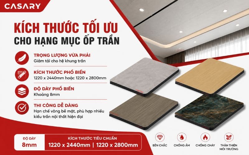 Kích thước tấm ốp than tre tiêu chuẩn cập nhật 2026 3 Kích thước tối ưu của tấm ốp than tre cho hạng mục ốp trần