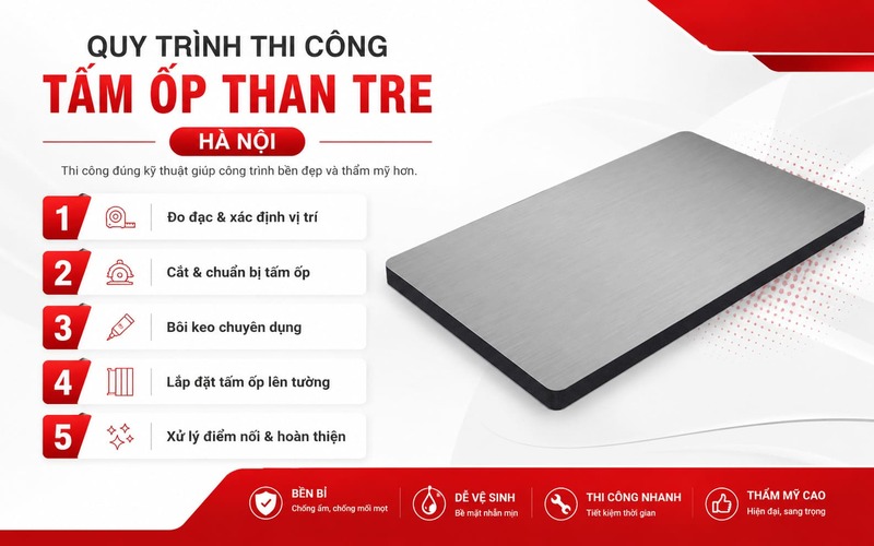Quy trình thi công tấm ốp than tre chi tiết