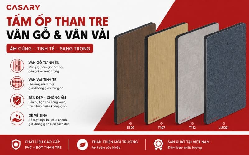 Tấm ốp than tre Đà Nẵng vân gỗ & vân vải