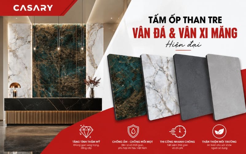 Tấm ốp than tre Đà Nẵng vân đá & vân xi măng