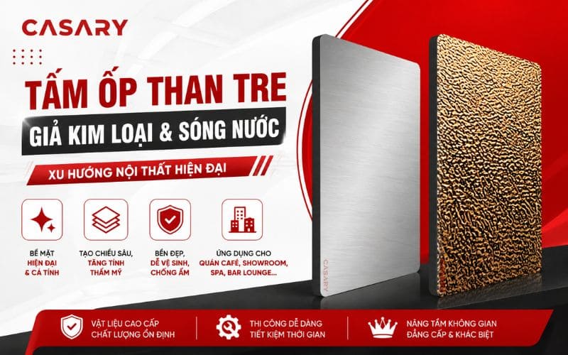 Tấm ốp than tre Nha Trang bề mặt giả kim loại & vân sóng