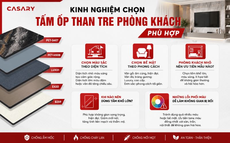 Kinh nghiệm chọn tấm ốp than tre phòng khách