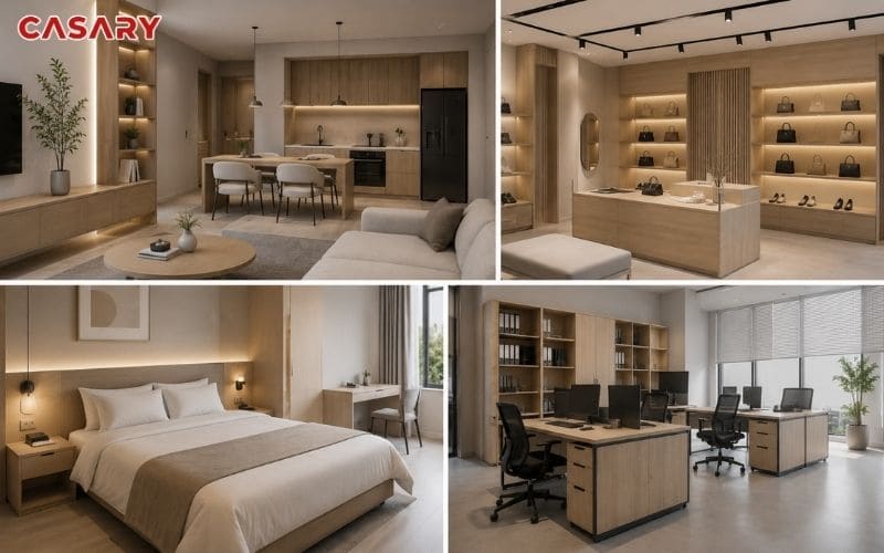 Ứng dụng tấm than tre 17mm cho nhà ở, showroom, khách sạn, văn phòng