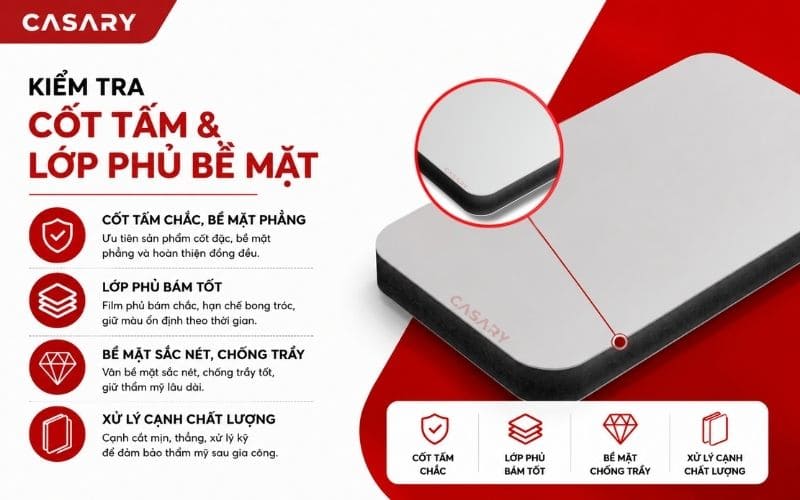 Kiểm tra cốt tấm và lớp phủ bề mặt tấm than tre 17mm
