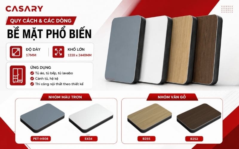 Quy cách và bề mặt phổ biến của tấm than tre 17mm