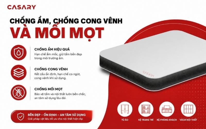 Tấm than tre 17mm có khả năng chống ẩm, chống cong vênh, mối mọt