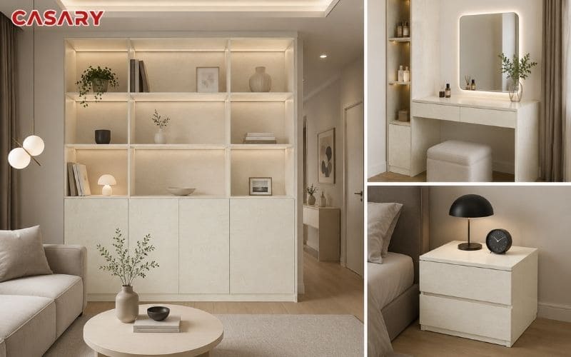 Tấm than tre 17mm làm hệ kệ và nội thất hiện đại 