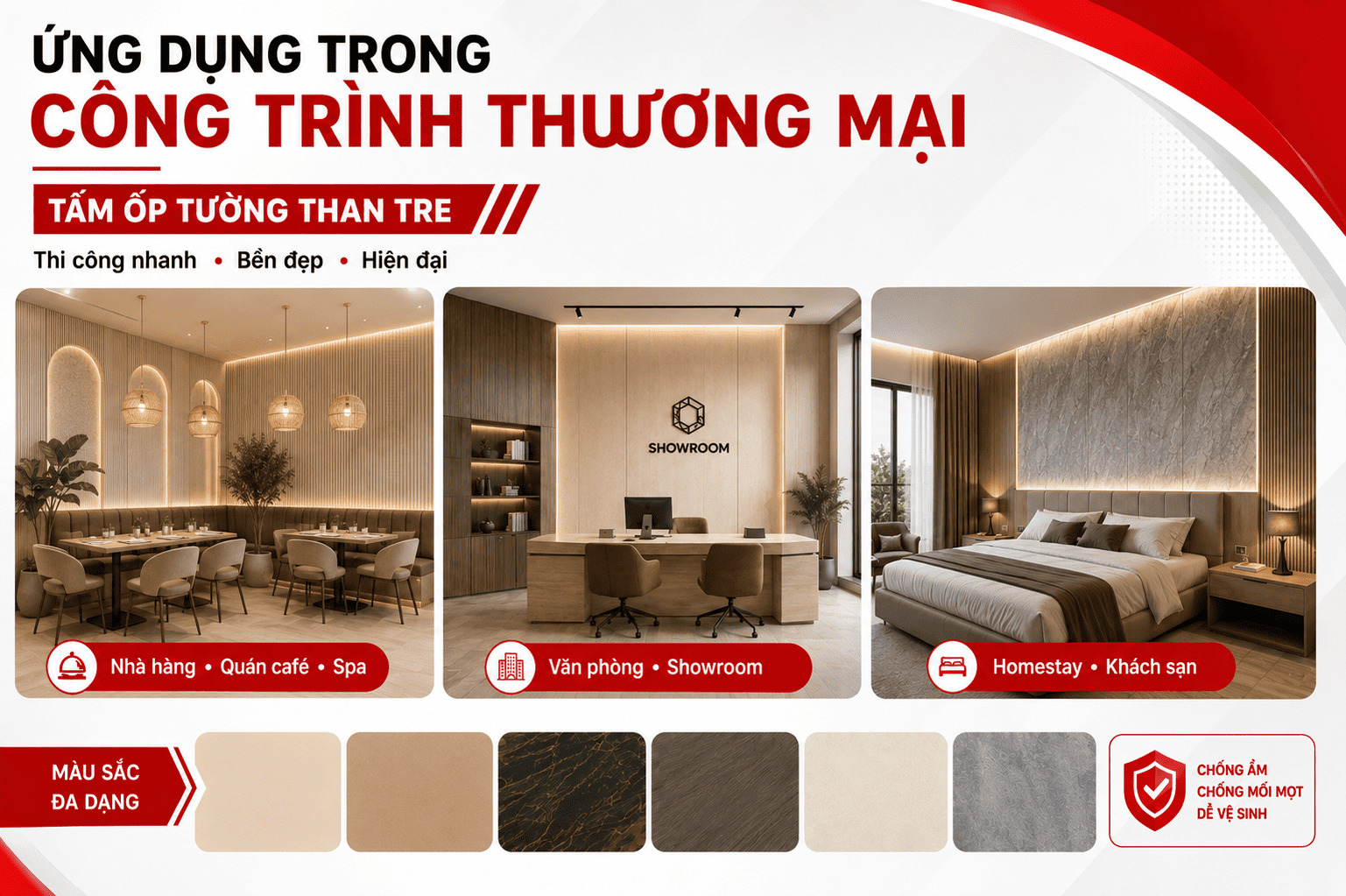 Mua tấm ốp than tre Đà Nẵng ở đâu uy tín, giá tốt? 5 ứng dụng thương mại tấm ốp than tre Đà Nẵng
